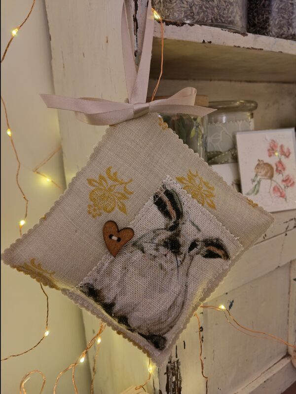 Stunning lop rabbit /Kate Forman linen handmade lavender pillow - Image 2